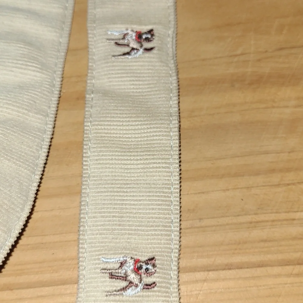 Lands' End Dogs Corduroy Fabric Slip Loop Belt Tan Boxers Jack Russells Girl's M